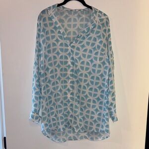 Kenny Flowers Aqua and White Circle Pattern Coverup